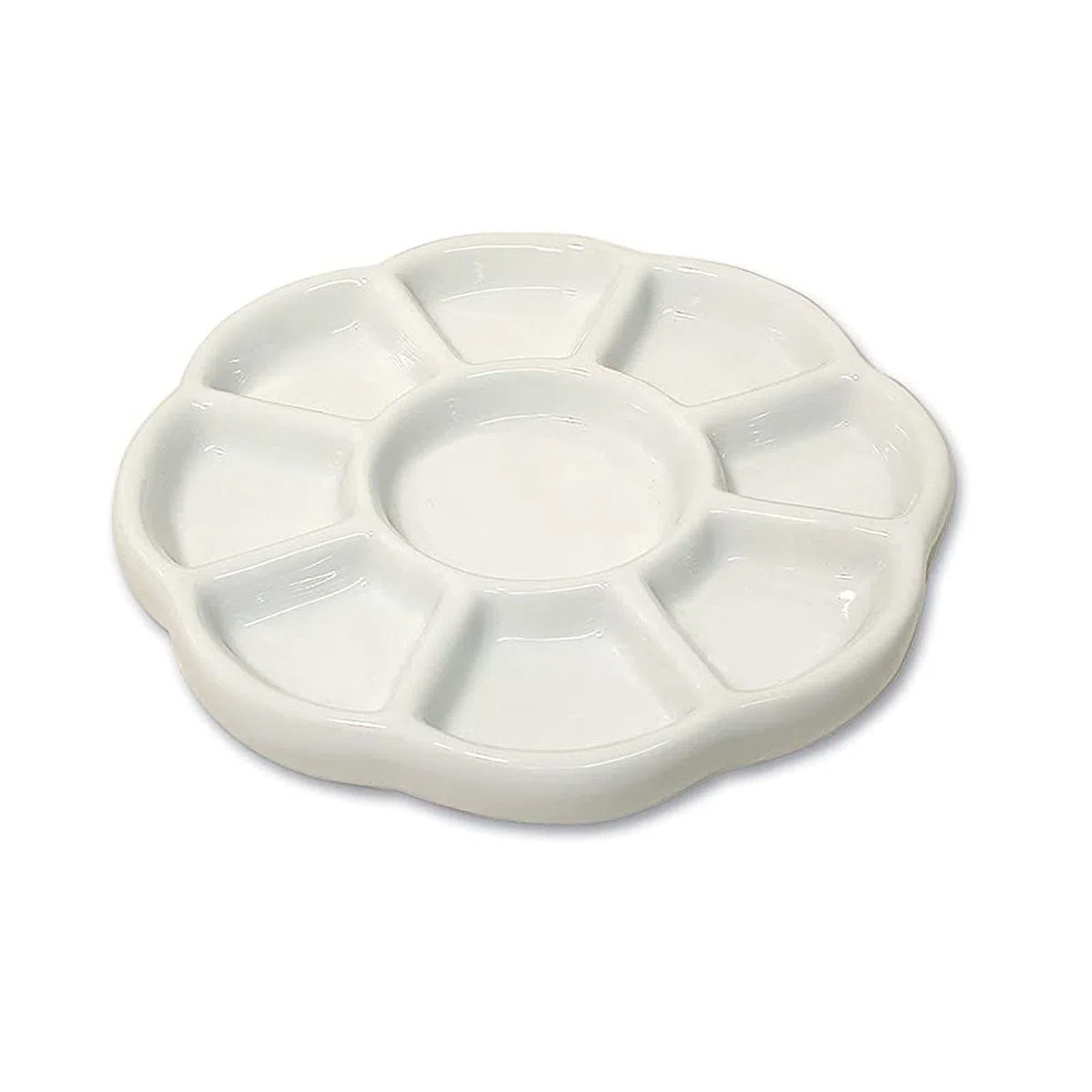 Paleta de pintura de acuarela de cerámica de porcelana de 9 pozos, bandeja de mezcla de cerámica, plato de acuarela de flores, paleta de gouache para artes y manualidades, organizador de accesorios de