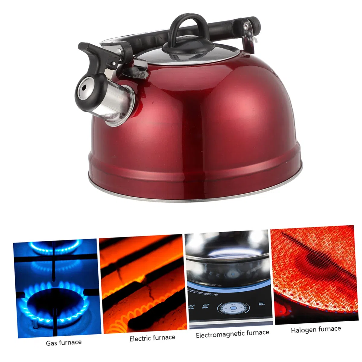 PRETYZOOM Hervidor Agua Acero Inoxidable 3L Silbato Para Estufa Gas E Inducción Mango Ergonómico Té Café Vino Hogar Oficina