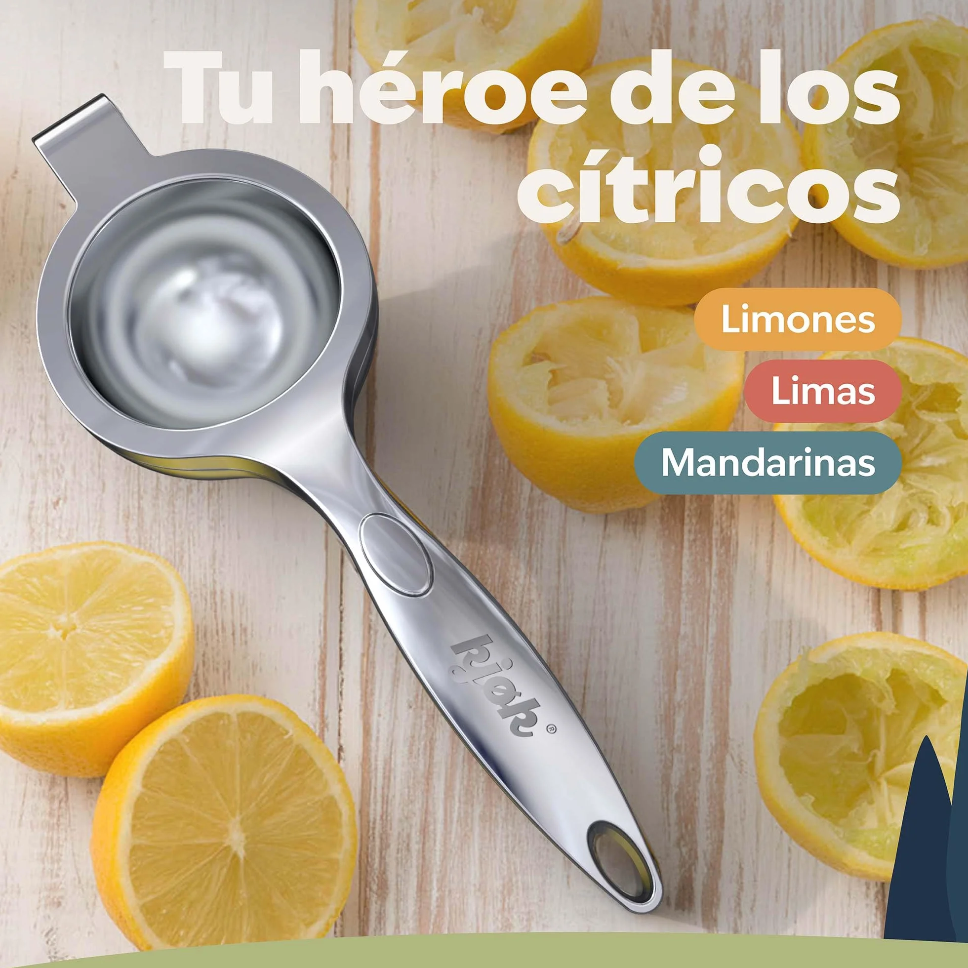 kjøk Premium Exprimidor de limón manual – exprimidor de cítricos para limones, limas y naranjas pequeñas – zumo sin semillas y sin esfuerzo, apto para lavavajillas – para cocina, bar y cócteles