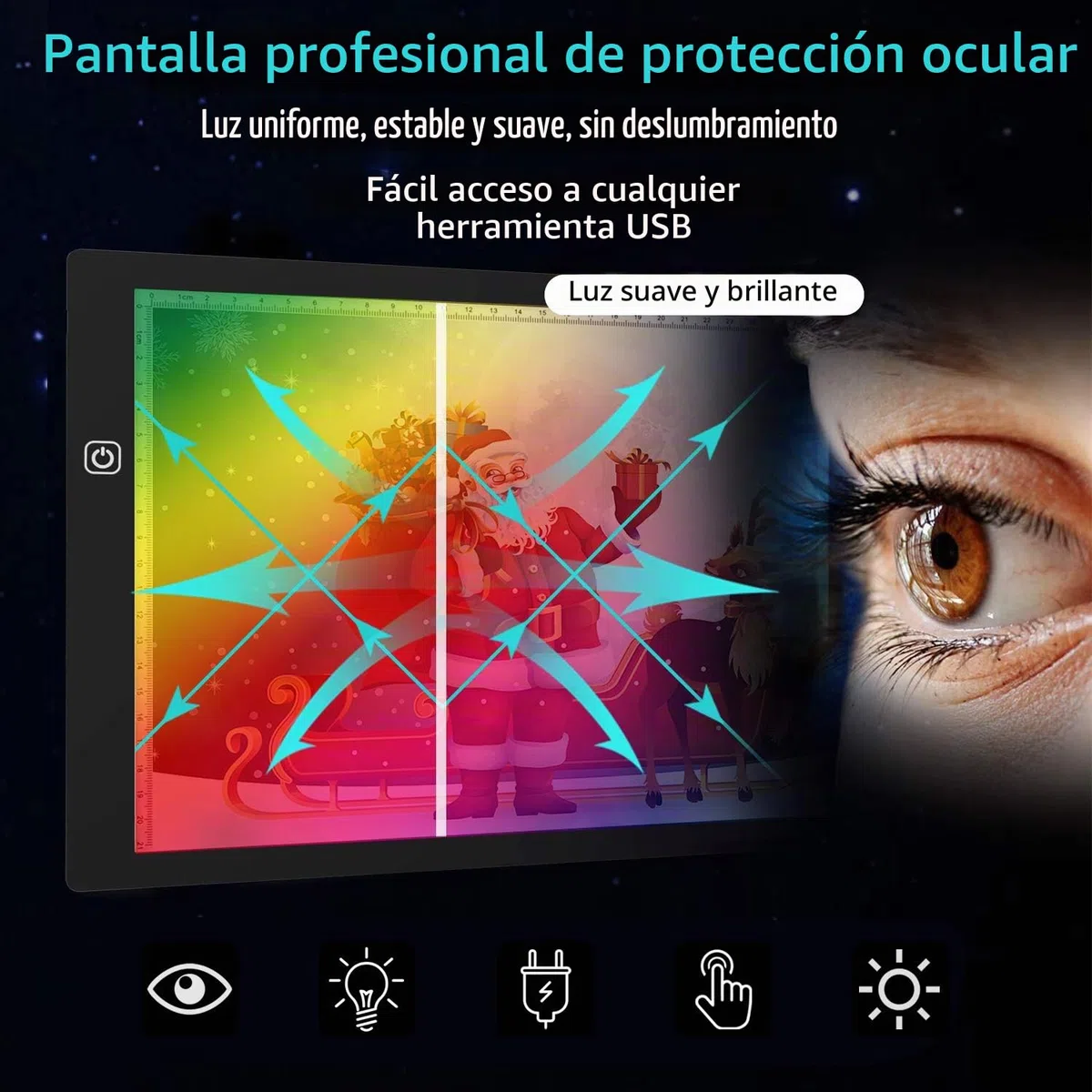 Mesa de Luz para Dibujo A4, Mesa de Luz para Tablero de Dibujo A4 LED Tableta de Luz 3 Modos de Iluminación, Light Pad Ultradelgada con Panel Táctil Inteligente y para Artistas, Animación, Diseño