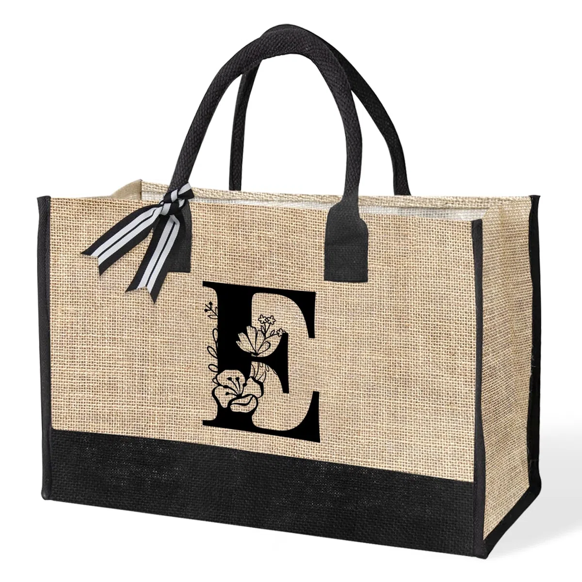 Bolsa de lona personalizada con inicial, bolsa de playa, bolsa de regalo adecuada para cumpleaños, bodas, playa, vacaciones, excelentes regalos de cumpleaños para mujeres, mamás, maestras