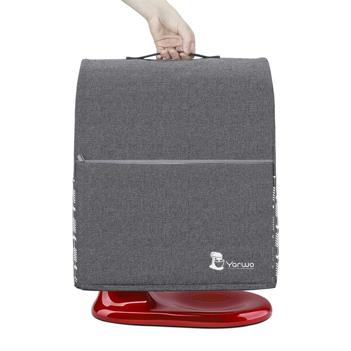 Yarwo Funda para KitchenAid Robots de Cocina, Cubierta para Batidoras Amasadoras, Encaja para Todos Batidoras Amasadoras de 5.7 litros y 7.6 litros(Grande, Gris con Patrón de Flecha)