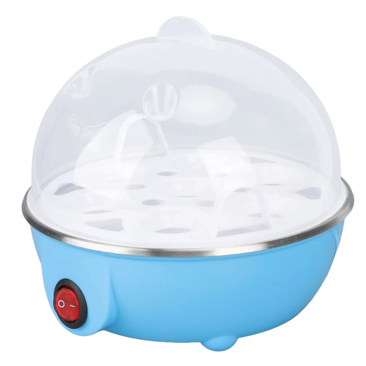 Cocedor de huevos, 7 huevos de capacidad Cocedor de huevos eléctrico Anti quema en seco Apagado automático Cazador furtivo de huevos con placa calefactora Cocedor de huevos cocidos (Azul)