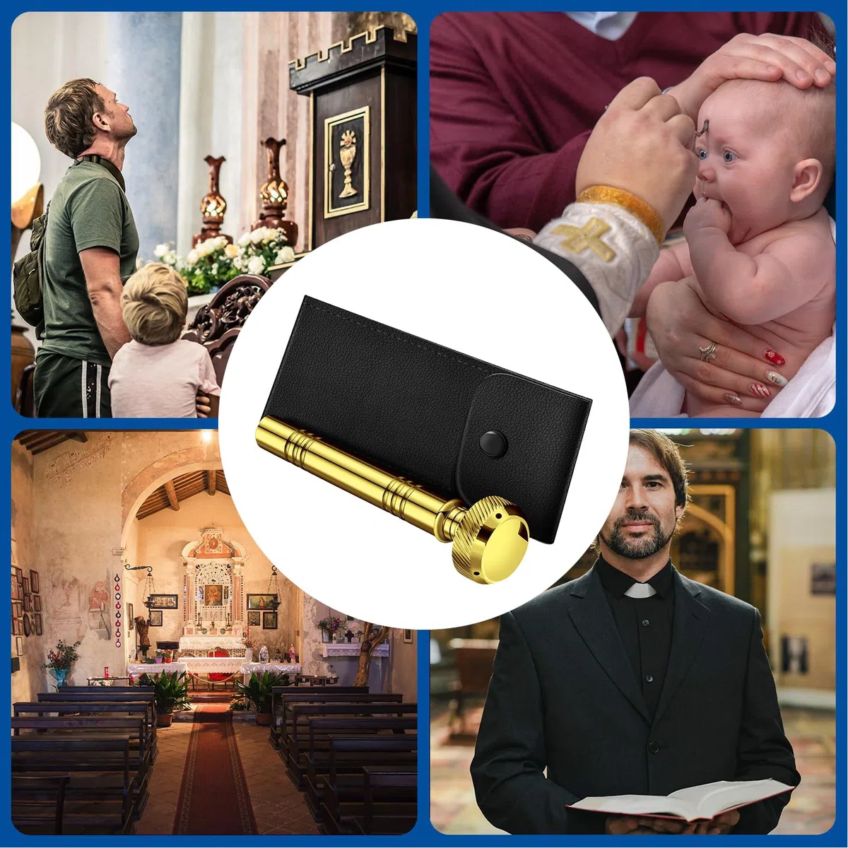 Contenedor de | Dispensador de con aspersor religioso portátil | Soporte para líquidos de 5 pulgadas Herramienta Aspergillum | Accesorio de bendición ideal para ceremonias de
