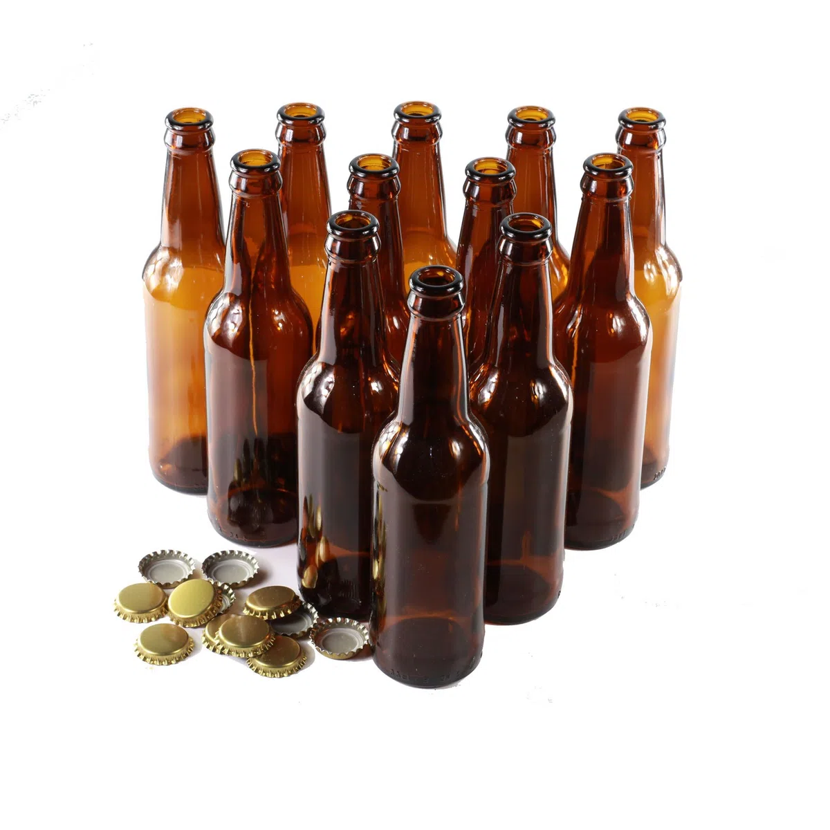 Tapas de botellas de vidrio,12 unidades, de color dorado, vidrio, 330ml