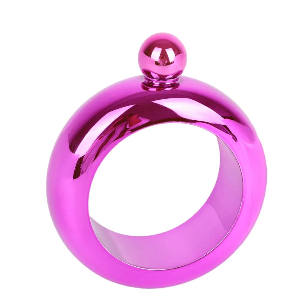 3.5 oz frasco cadera pulsera brazalete alcohol whisky licor joyería acero inoxidable para fiesta reina (Rojo Rosa)