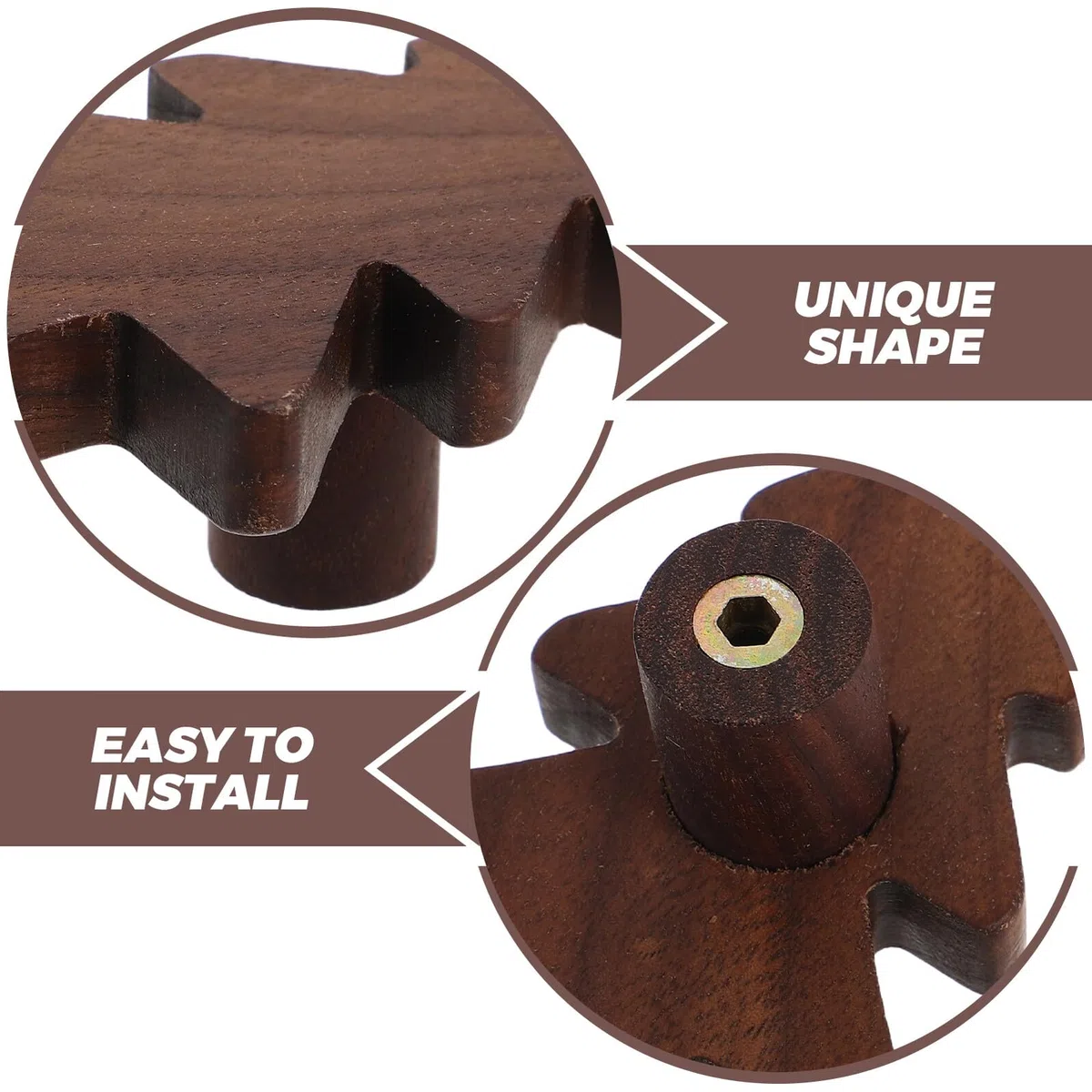 Cabilock Pomos de Madera para Armarios Infantiles en Forma de Árbol de Navidad Tiradores Decorativos para Cajones y Puertas Diseño Creativo y Seguro Acabado en Nogal Oscuro 3 Unidades