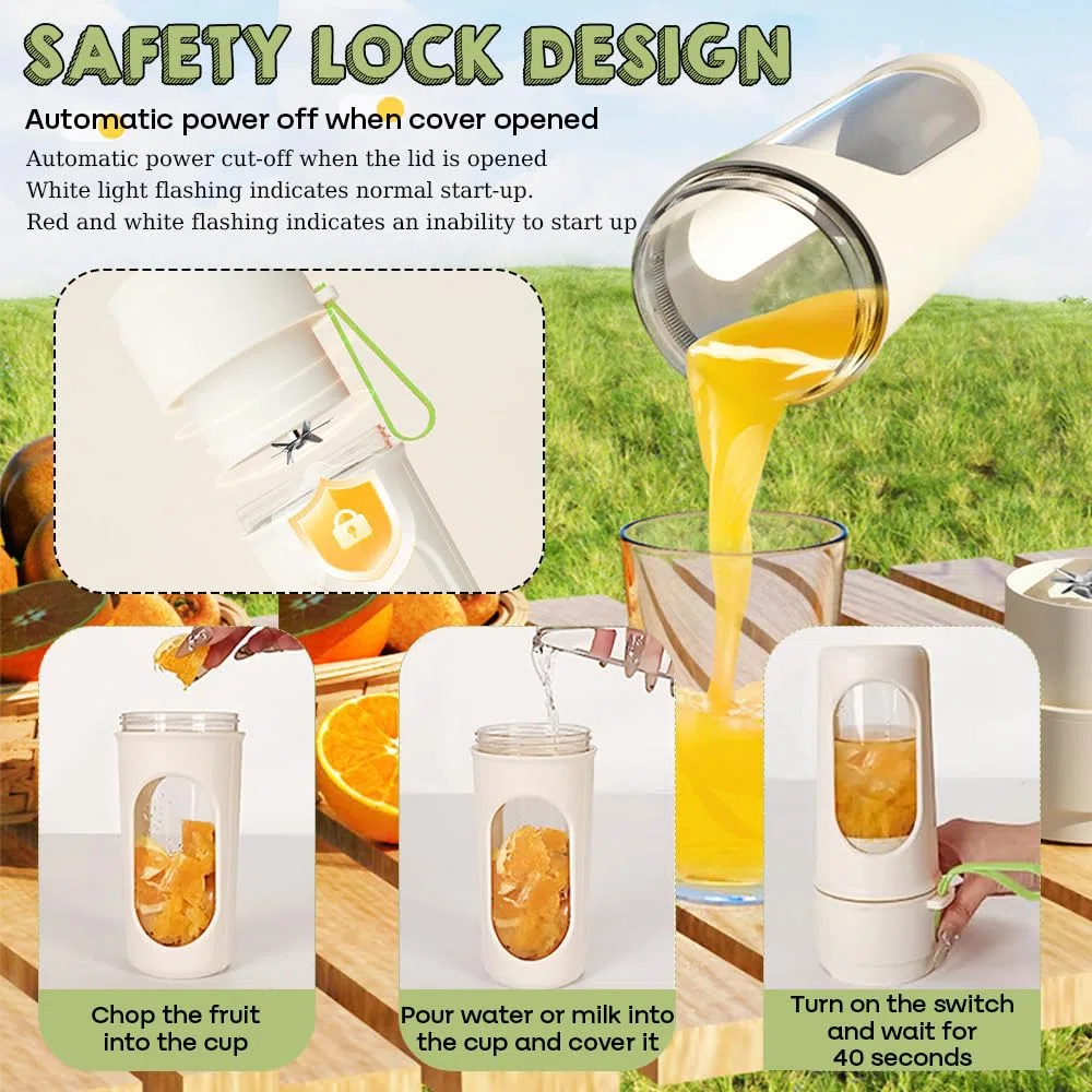 Batidora de Vaso Portatil,450 ML Mini Licuadora para Viajar Batidora,con Cuchilla de Acero Inoxidable de 12 Puntas,USB Mini Licuadora de Jugo Portátil Vaso Batidoras para Batidos Zumos Smoothies