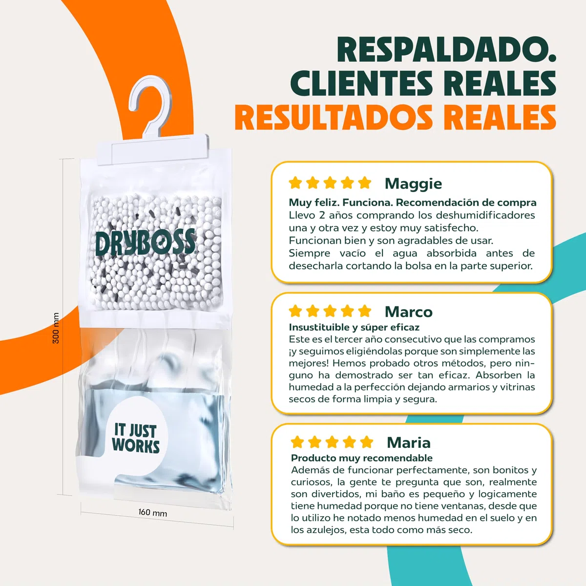Bolsas Antihumedad Armarios XL - DRYBOSS - Deshumidificador para armario que absorbe humedad y condensación en pared, habitación, cajones y ropa, ayuda contra moho y olores - Pack 10 (2,5 kg)