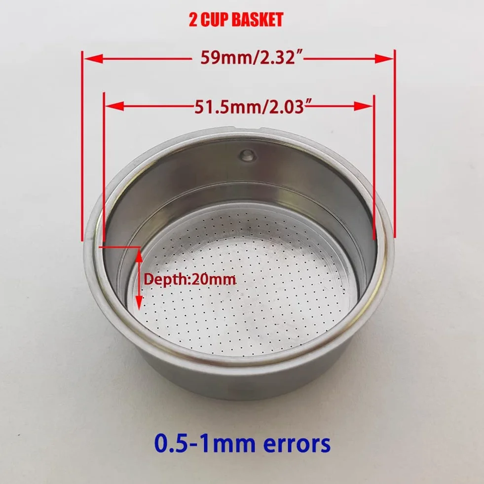 Filtros Reutilizables de Café Sin Fondo de 51 Mm Portafiltro para Soporte 60 Mm 15-20 Bar para Piezas de Cafetera Espresso