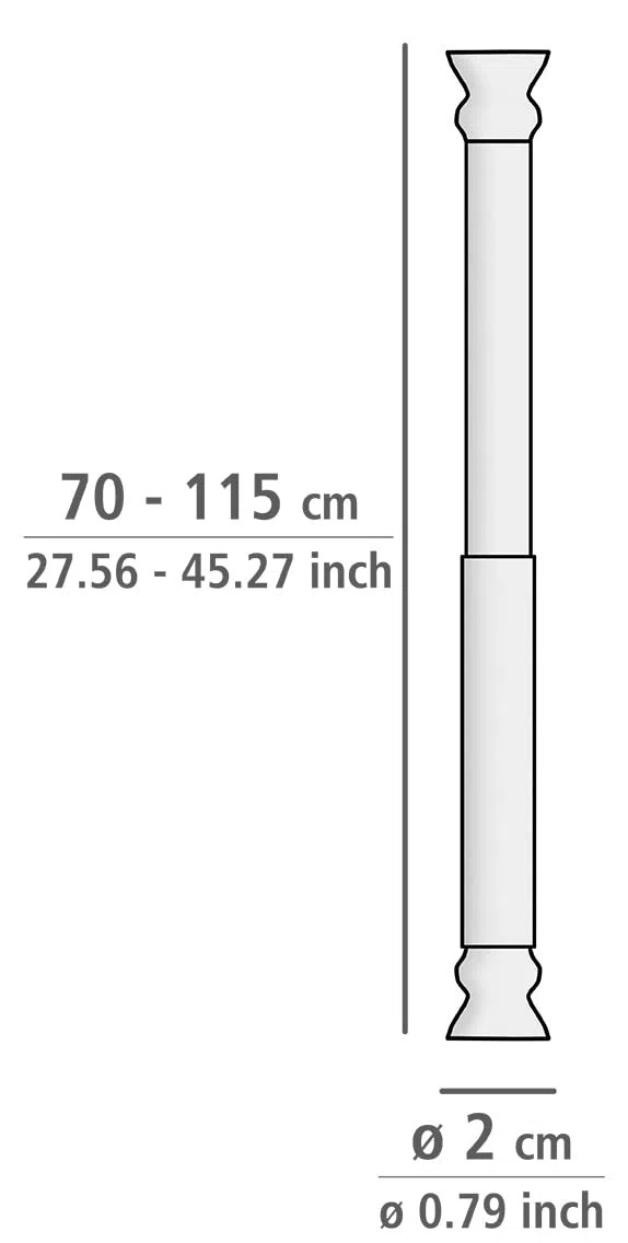 Wenko Barra para Cortina baño telescópica cromada 70-115 cm - Ø 2 cm, Aluminio, 2 x 2 cm, Cromo