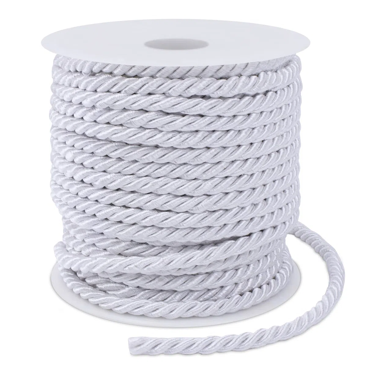 Cuerda trenzada blanca de 5 mmx25 m, cuerda de poliéster de 3 capas suave, cordón de satén para manualidades, bolsas de regalo, decoración del hogar