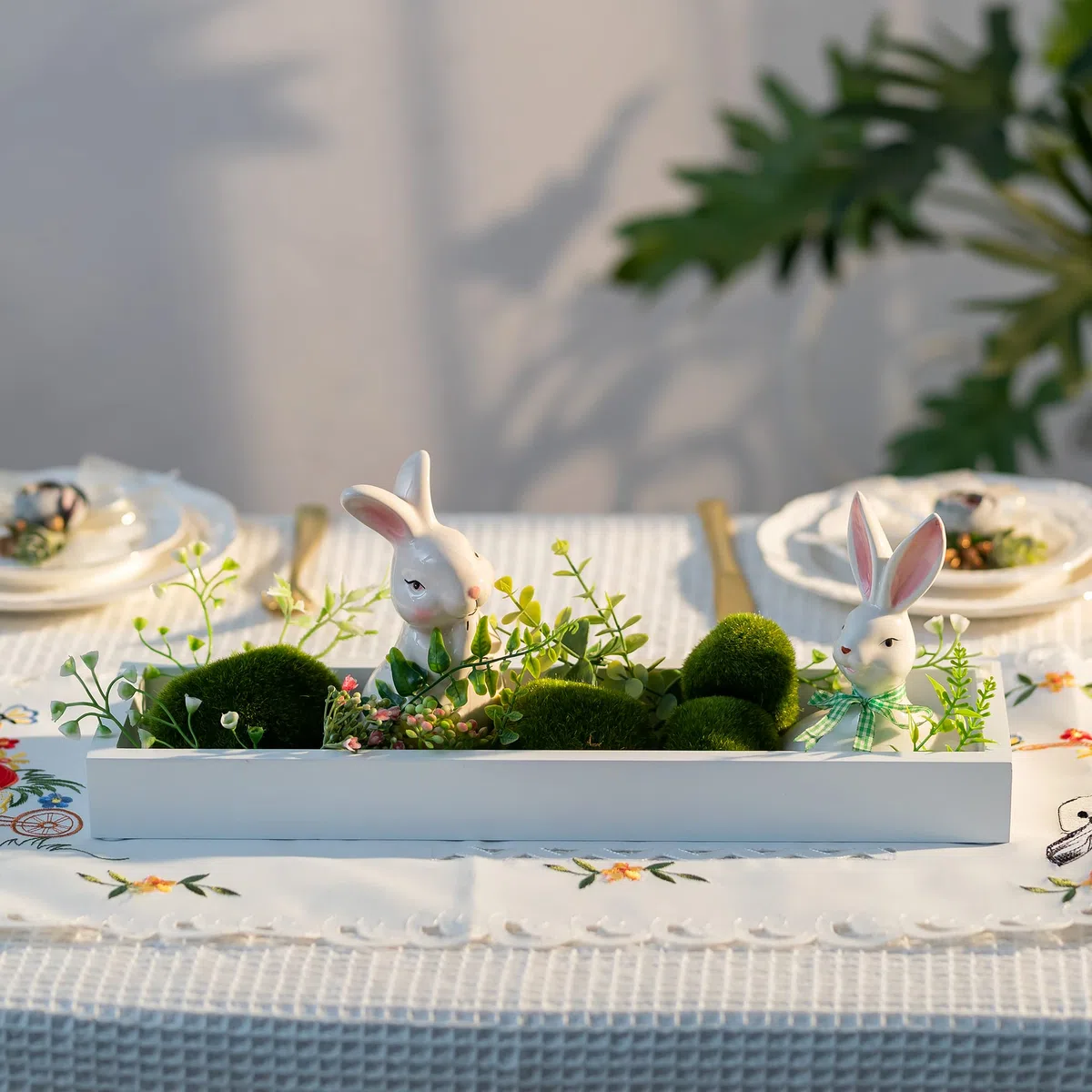 Hanobe - Bandeja de Madera para Servir, Rectangular, Estrecho, Decorativo, café, Platos y bandejas, Moderna, Blanca, pequeña Mesa, sin Mango, Bandeja de Madera de Vela para Cuarto de baño