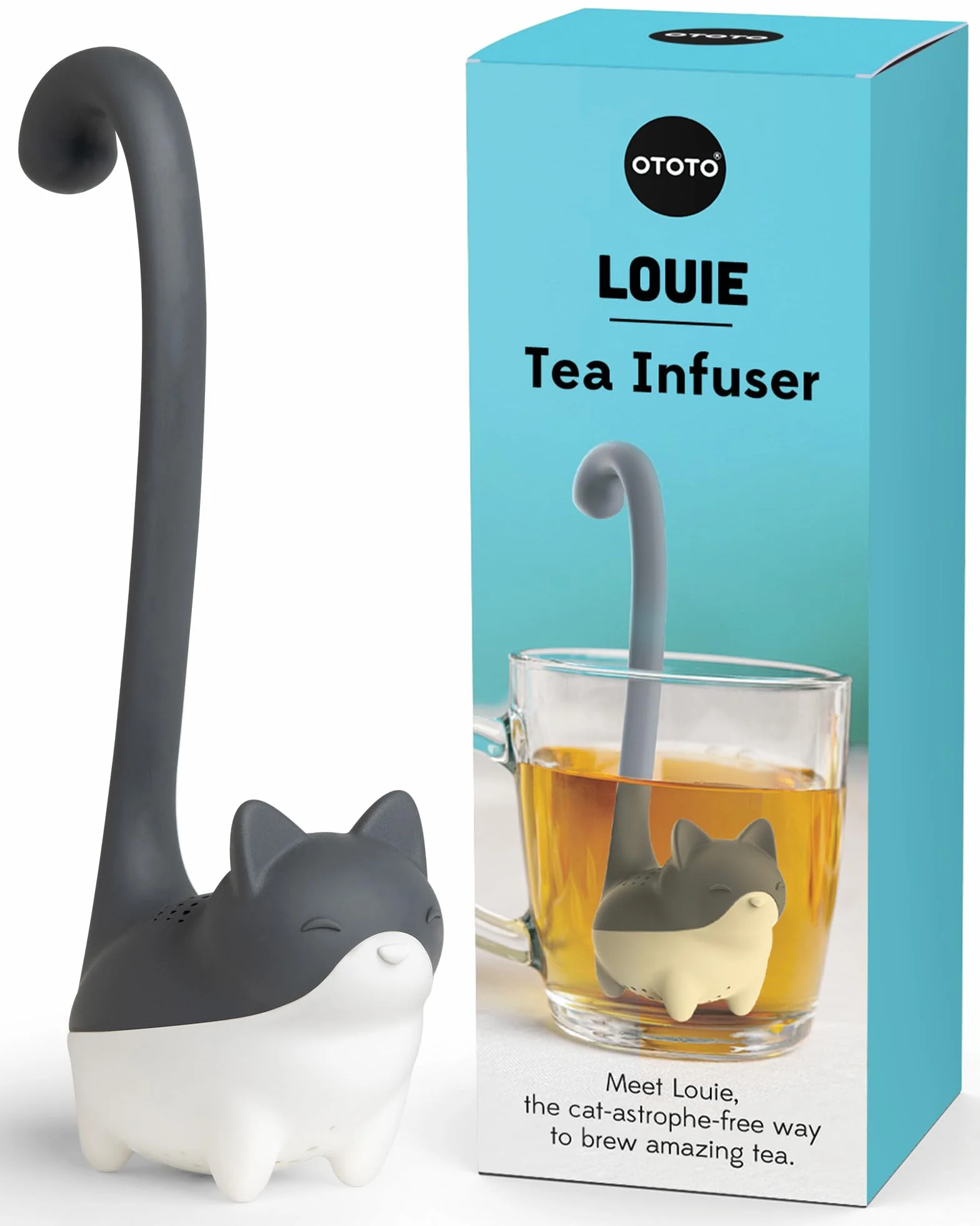 OTOTO - Infusor de té con forma de gato - Colador de té de silicona, sin BPA, apto para lavavajillas, filtro de té reutilizable para té caliente y helado