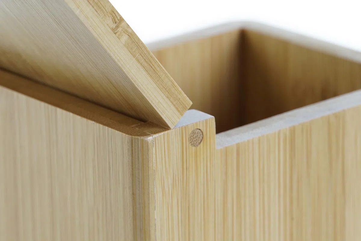 RusticHome Salero para Cocina Bambú Con Tapadera Abatible/Salero con Tapadera de Bambú/Cuenco para La Sal y Sal Gorda/Tarro Para La Hecho de 10CM X 13CM X 10CM Natural