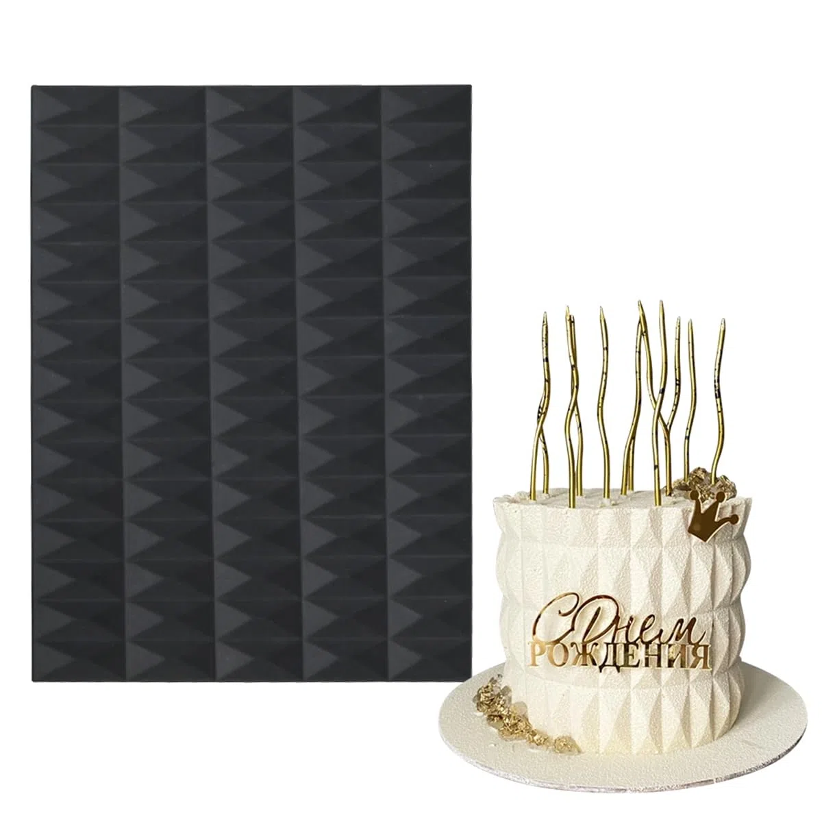 mostsom Molde de silicona para tartas, diseño de cubo, fondant, para hornear, dulces, chocolate, crema de mantequilla, reutilizable, antiadherente, flexible, herramienta de decoración de pasteles