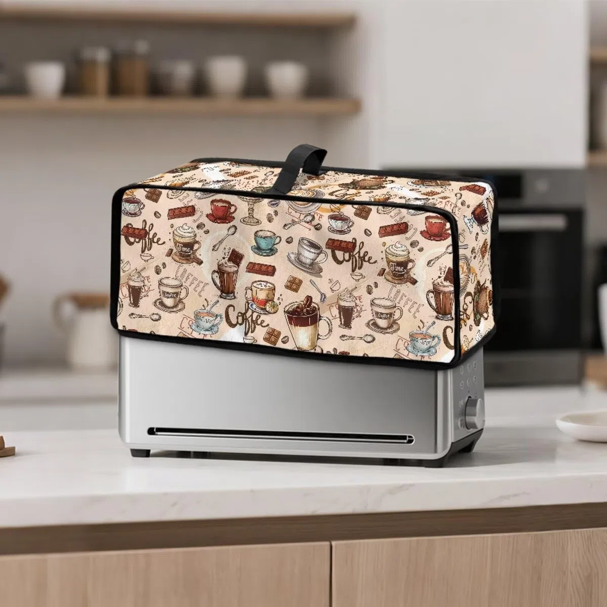 Funda para tostadora de ranura larga con patrón de café y chocolate, compatible con tostadora de 2 rebanadas, protección contra el polvo, resistente a las manchas, cubierta delgada para hacer
