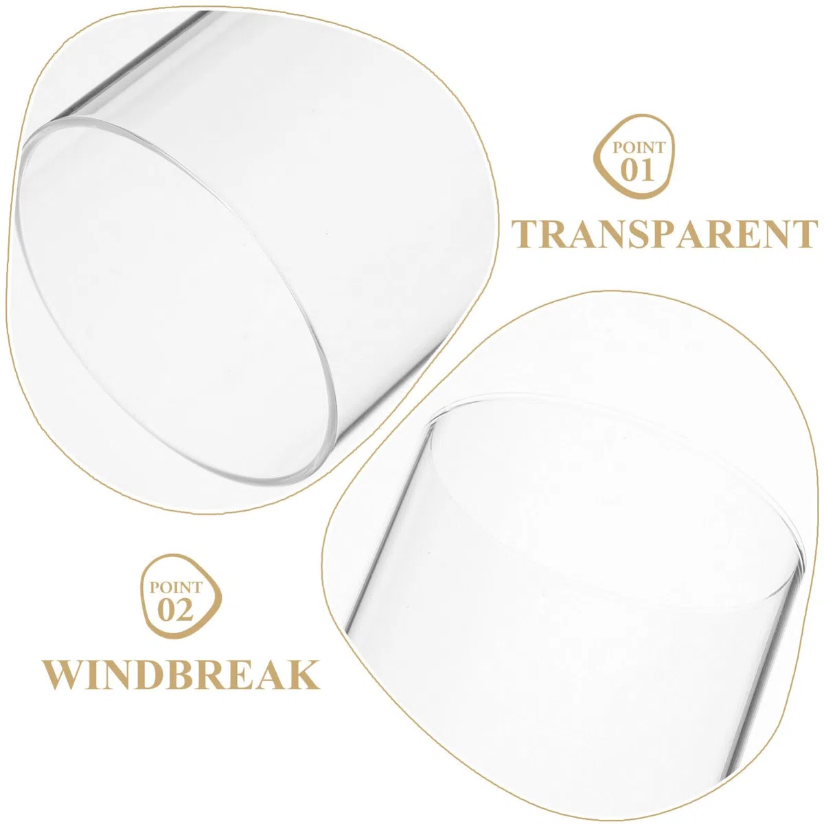 ABOOFAN Cúpulas de Cristal de Borosilicato de 2 Piezas para Velas, Portavelas Decorativos Hogar y Bodas, Diseño Elegante y Protección Viento