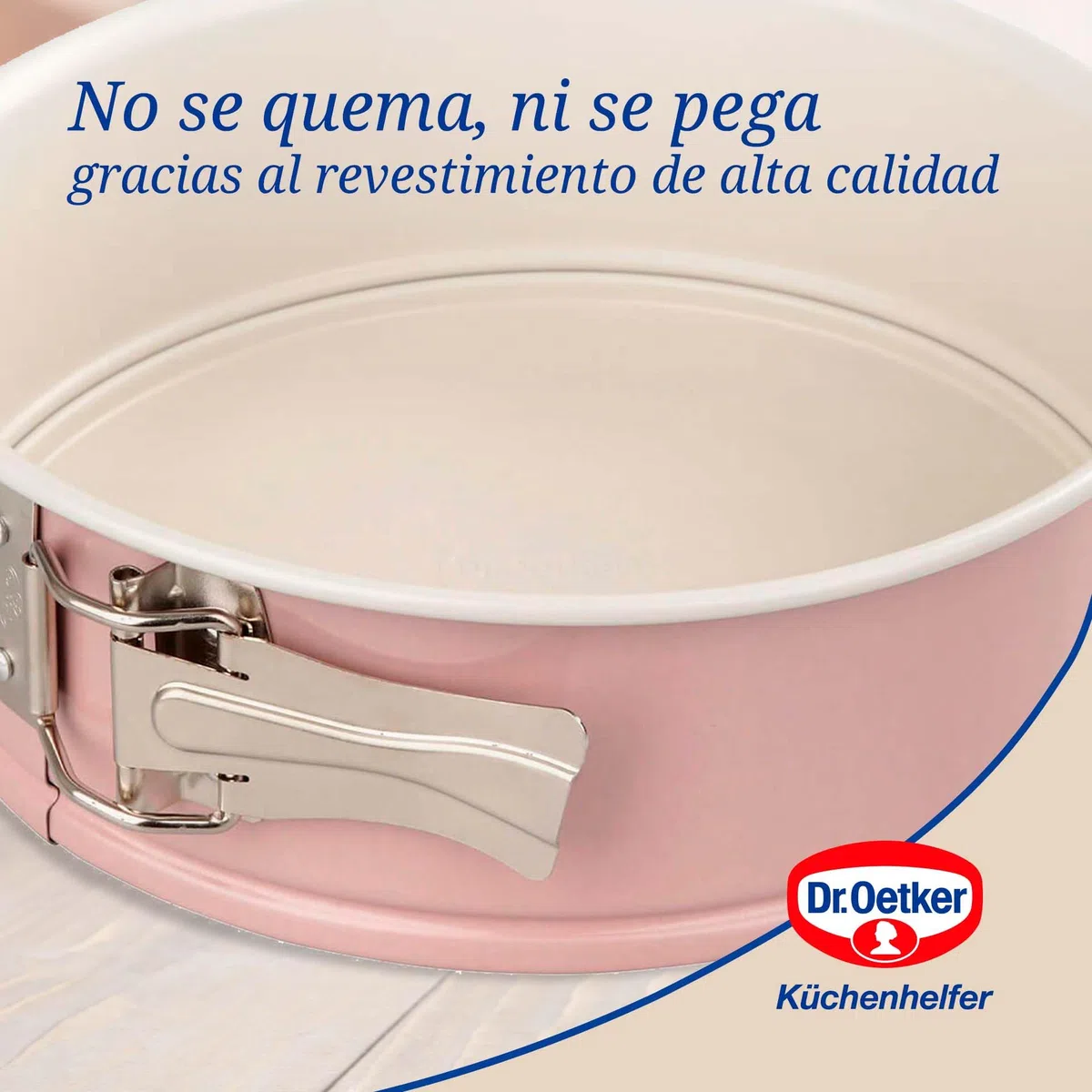 Dr. Oetker Molde de Horno Desmontable Ø 20 cm con Base Plana, Modern Baking Retro Design, Revestimiento Antiadherente Premium Bicolor Reforzado con Cerámica, Color: Rosa/Crema), 1 ud.