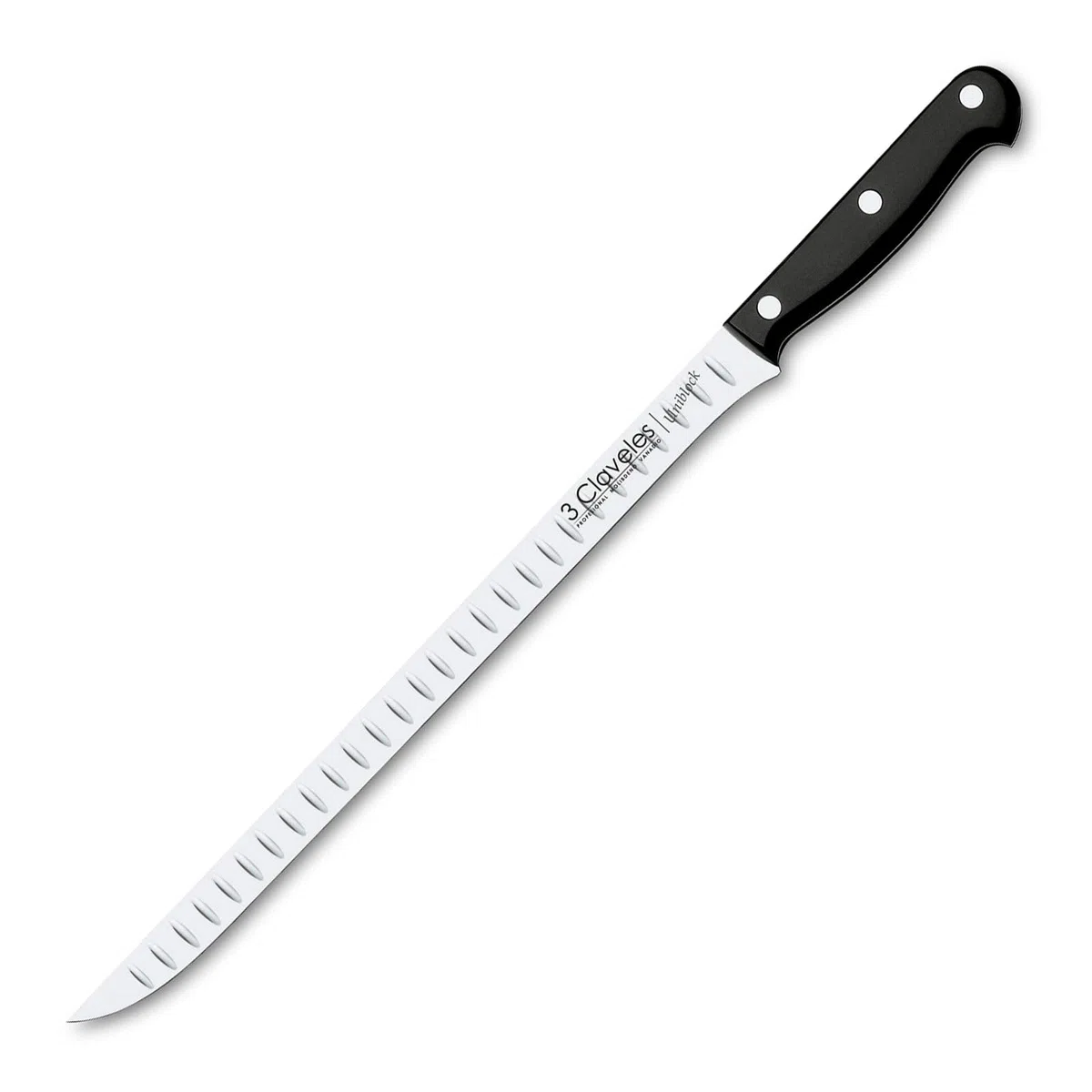 3Claveles Uniblock - Cuchillo alveolado jamonero de 30 cm, 12 pulgadas, Metal