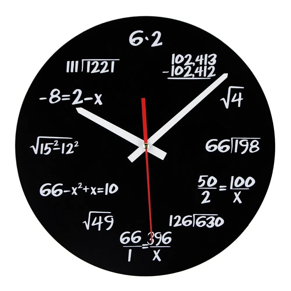 Reloj de matemáticas, reloj de pared único, reloj de pared diseño moderno, reloj de ecuaciones matemáticas - Cada hora marcada por una ecuación matemática simple.