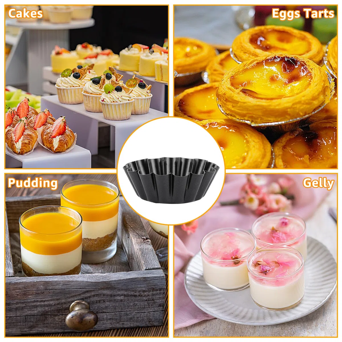 20 Piezas Moldes Reposteria de Acero al Carbono 6,5 x 2,3 cm, Moldes Magdalenas Mini para Horno, Tartaletas, Flaneras Individuales para Tartas y Pudin
