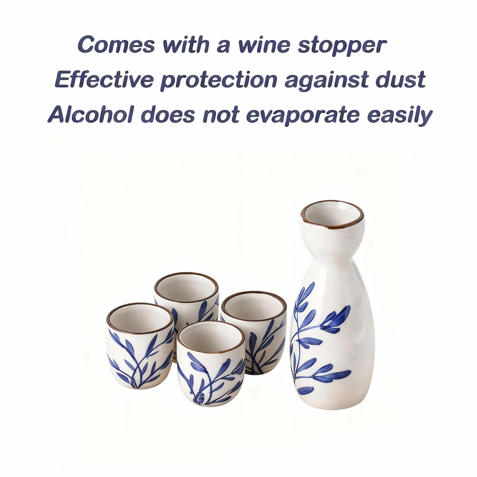 5 Piezas Sake Set, Botella de Sake Porcelana Cups, Juego de Sake Japonés Tradicional, para Restaurantes de Té, Casas de Té Y para Beber Té A Diario (Blanco)