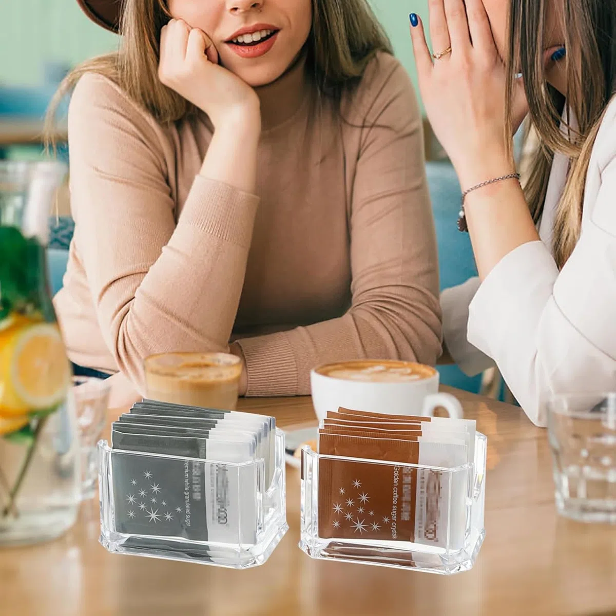 Paquete de 4 soportes para paquetes de azúcar, organizador de bolsas de té, dispensador de condimentos para restaurantes, oficinas, hoteles, cafeterías, reuniones familiares, banquetes de fiesta