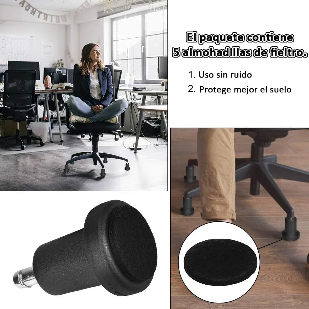 5 Pcs Patas Fijas para Silla de Oficina Patas Fijas Silla 11mm 60mm Base Silla Gaming Patas Silla Gamer Patas Silla Escritorio para Silla Oficina Silla Gaming para Sustituir Las Ruedas Viejo