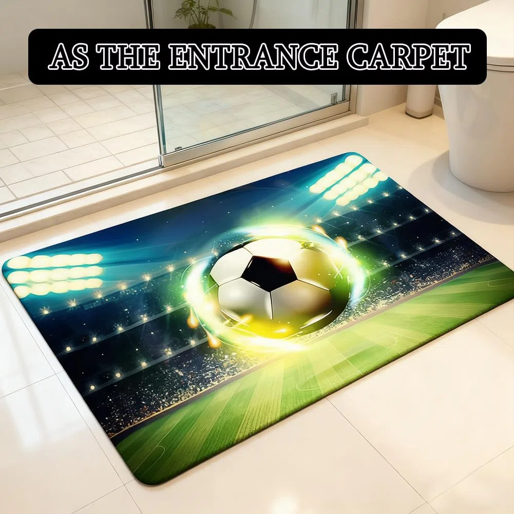 Alfombra de fútbol,80 x 120 cm Niños Habitacion Alfombra de Sala de Estar, Colchoneta de Puerta Antideslizante para Puerta Interior