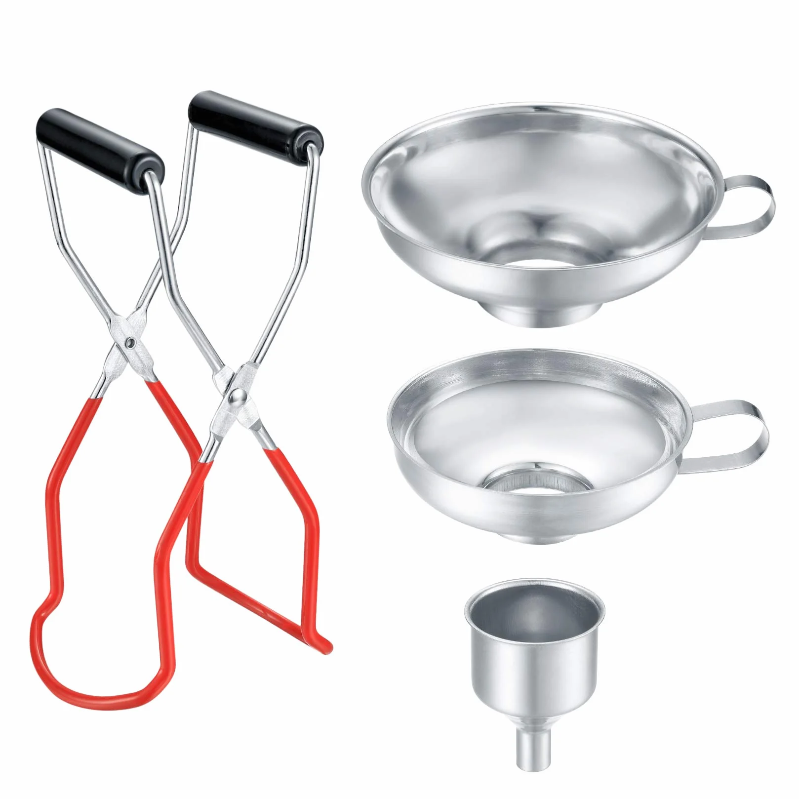4 Piezas Juego de Embudos de Acero Inoxidable, Embudo de Mermelada, Embudos de Enlatado, Embudo de Boca Ancha con Asa y Elevador de Vidrio para Transferir Frijoles Mermelada