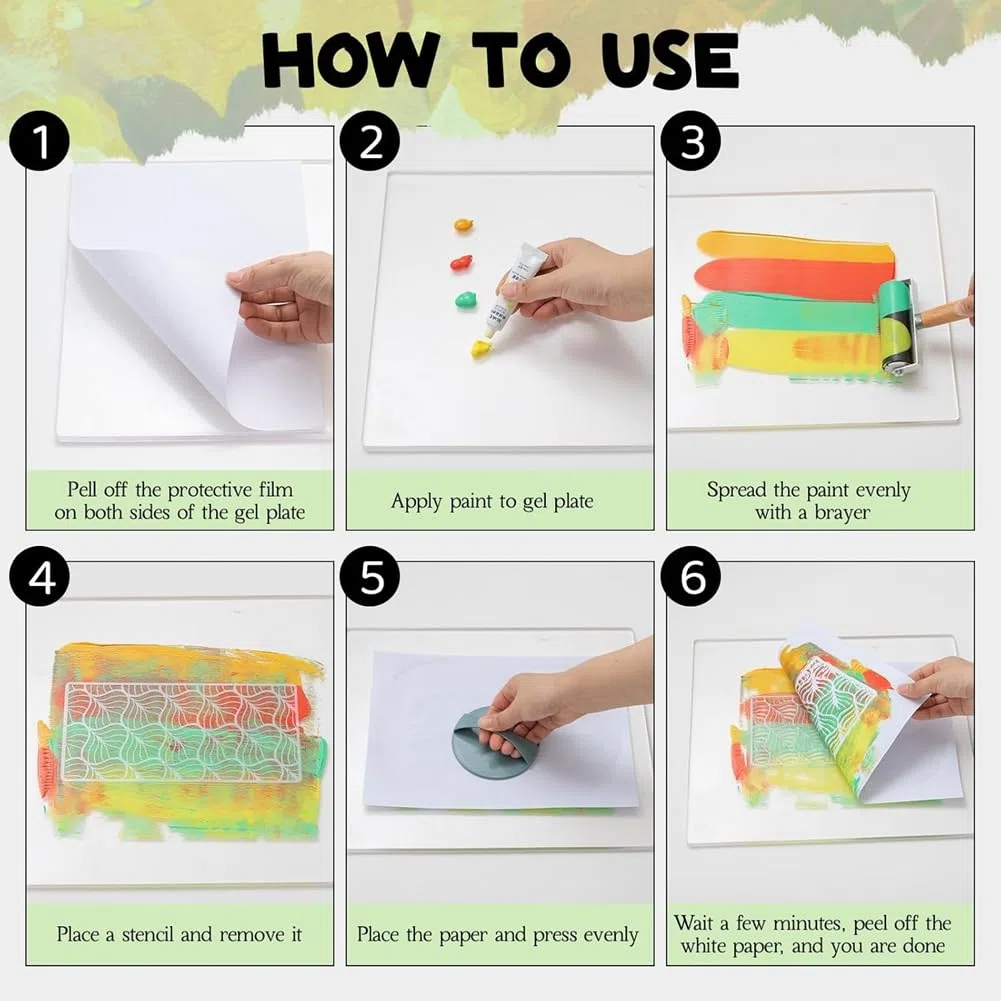 Kit de Planchas de Impresión en Gel, Set Completo de Impresión con Plancha de Gelatina de 23 X 30 Cm, Papel de Impresión, para Arte y Monoimpresión.