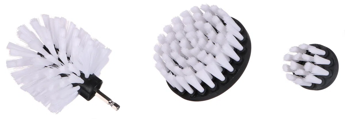 Car Detailing Drill Brush 3 Soft | Juego 3 cepillos Suaves para Taladro | Limpieza de Llantas, Motor y carrocería | Cerdas de Nailon Blancas