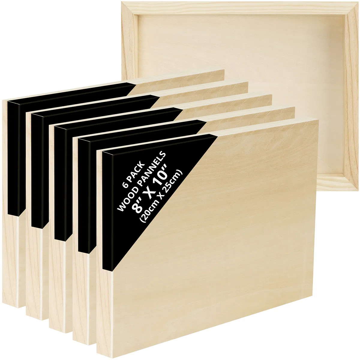 Belle Vous Lienzos para Pintar de Madera Sin Acabado (Pack de 6) - 20 x 25 cm - Tableros de Madera de Tilo para Medios Mixtos, Vertidos, Manualidades, Encáustica