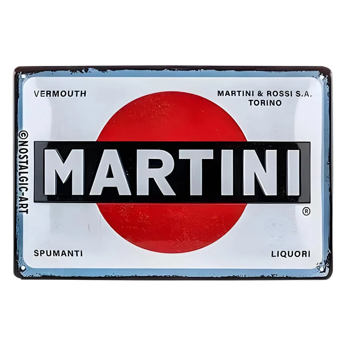 Nostalgic-Art Cartel de chapa retro, Martini - Logo White – Idea de regalo para aficionados a cócteles, metálico, Diseño vintage, 20 x 30 cm