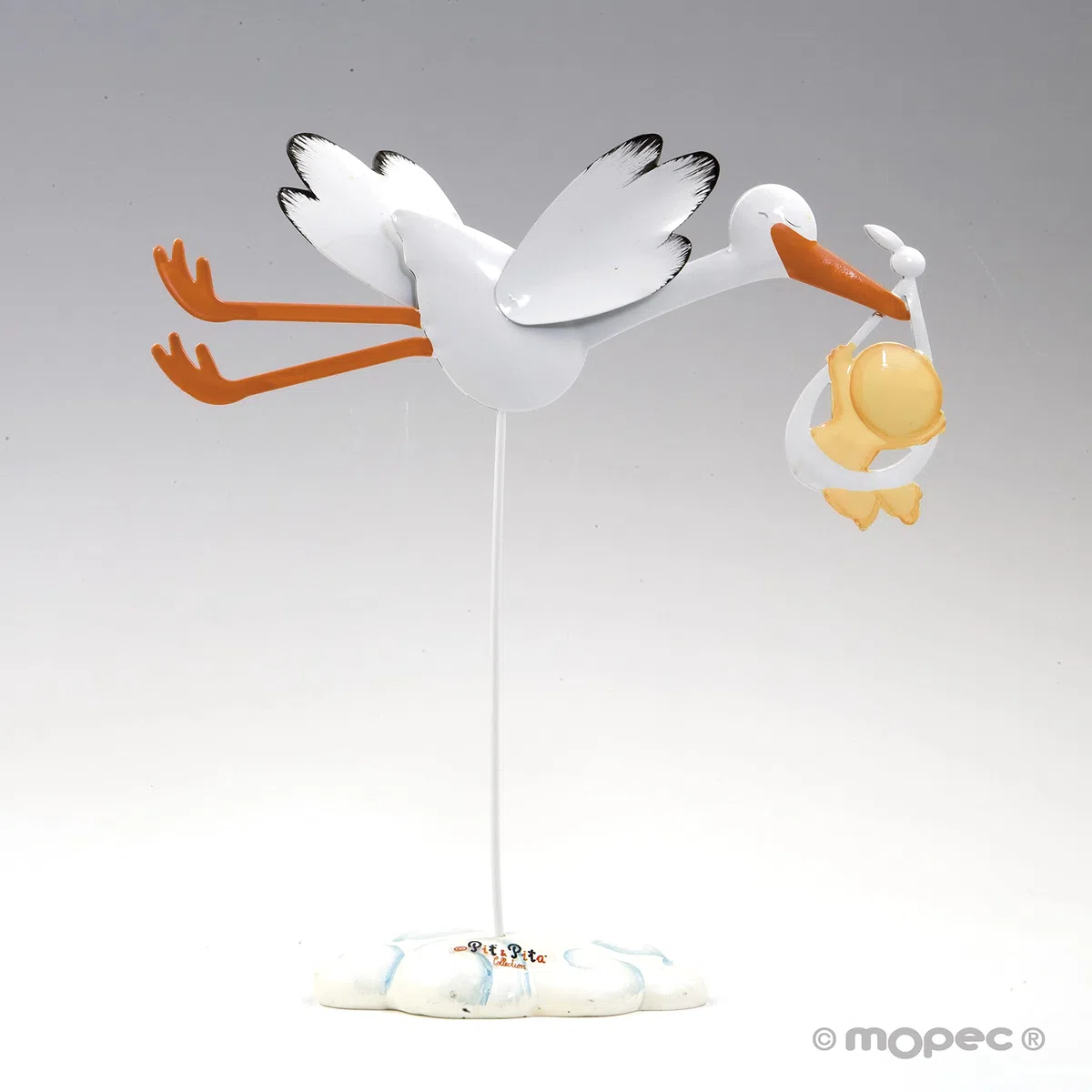 Mopec G3013.02 - Figura para Pastel de Metal con Forma de cigueña con Hatillo y Pita, Pack de 1 Unidad