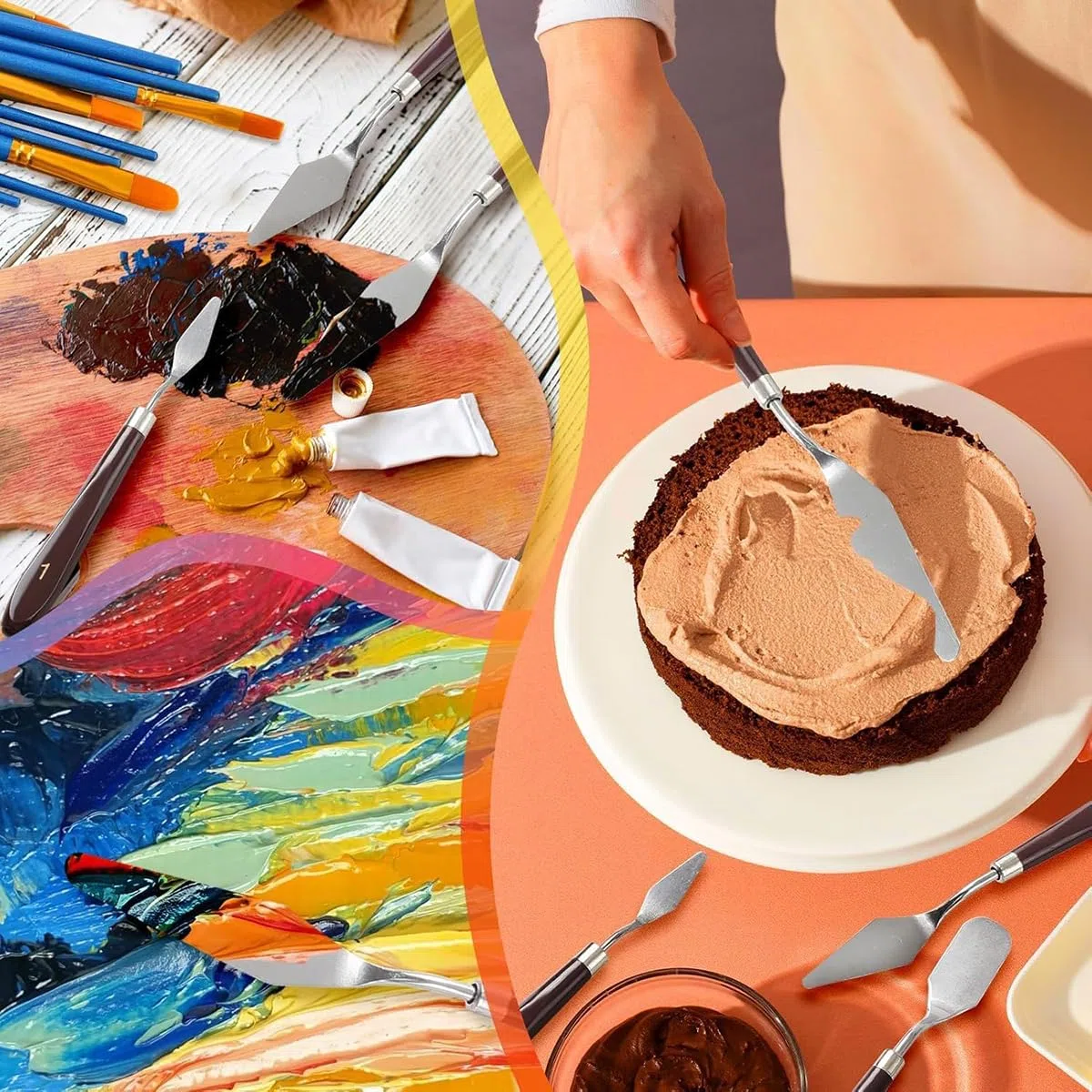 Set de Artículos para Pintura,5 Piezas Cuchillos de Paleta,Pintura Espátulas de Acero Inoxidable,Raspador De Mezcla para Lienzo Al óleo,para Pintura al Óleo y Acrílica