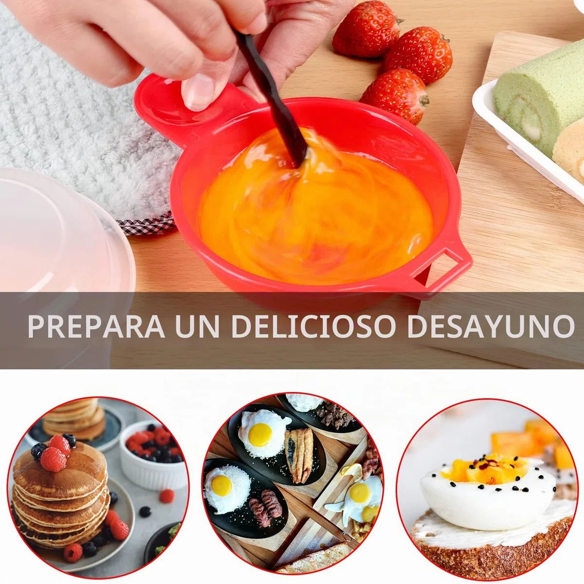 2 juegos de olla para huevos de microondas, herramienta de cocina rápida para hacer tortillas de Hamburgo en 1 minuto (rojo y transparente)