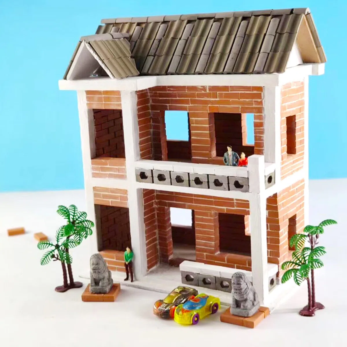 Cayway 400 Pz Mini Ladrillos en Miniatura, Rojo 1:16, Modelo para Decoración de Mini Jardín