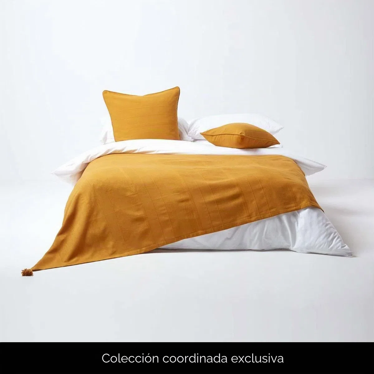 HOMESCAPES - Manta Acanalada Rajput - 60 x 80 Pulgadas - Amarillo Mostaza - Hecho a Mano 100% algodón - Adecuado para sofás de 2 plazas - Colcha Individual - Fácil Cuidado, Lavable en casa