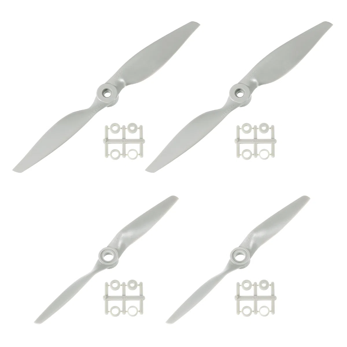 QUARKZMAN 9x4.5" 9x4.5" Hélice de Avión RC 2 Aspas con Anillos Adaptadores Hojas de Hélice RC para Aviones Eléctricos, 4 Pcs, Gris