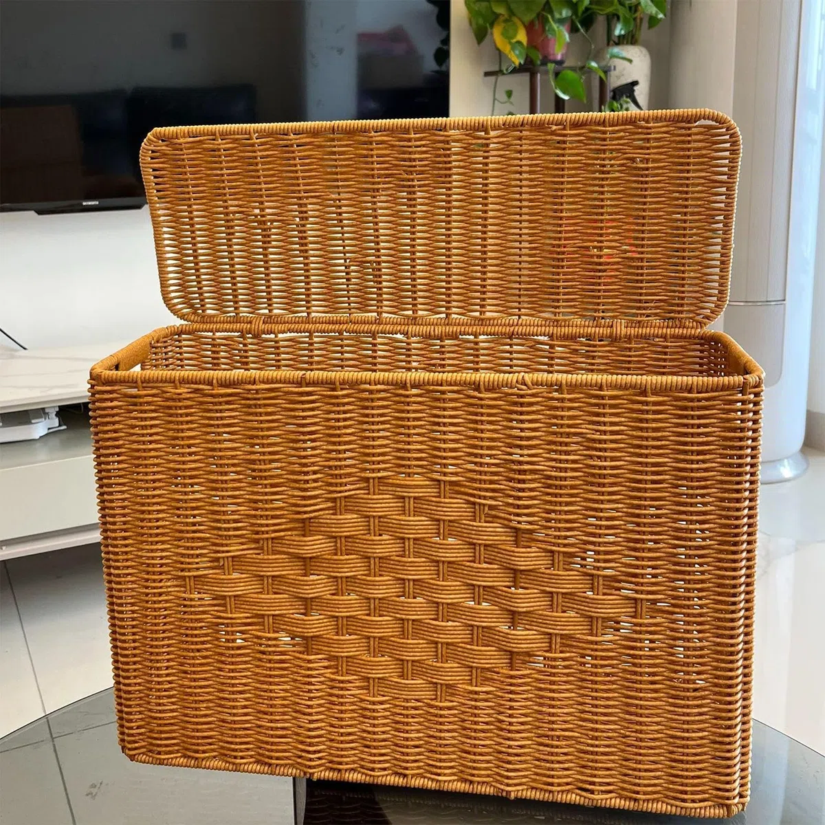 Cesta de Ropa Estrecha - con Tapa Decorativa, Resistente al Polvo, Alta y Estrecha - Cesta de almacenamiento para el hogar,Para residencia, oficina, apartamento, dormitorio, sala de estar y hotel