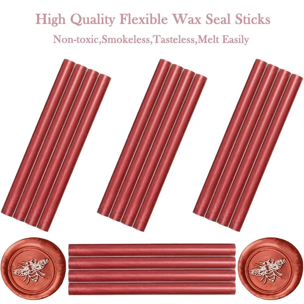 sello de cera barras, Ioggtser 26 Piezas Pistola de Pegamento Sello de Cera Palillo para Sello de Cera, Sello de Cera Sticks para Pistola de Pegamento, para Invitaciones (New Wine red)