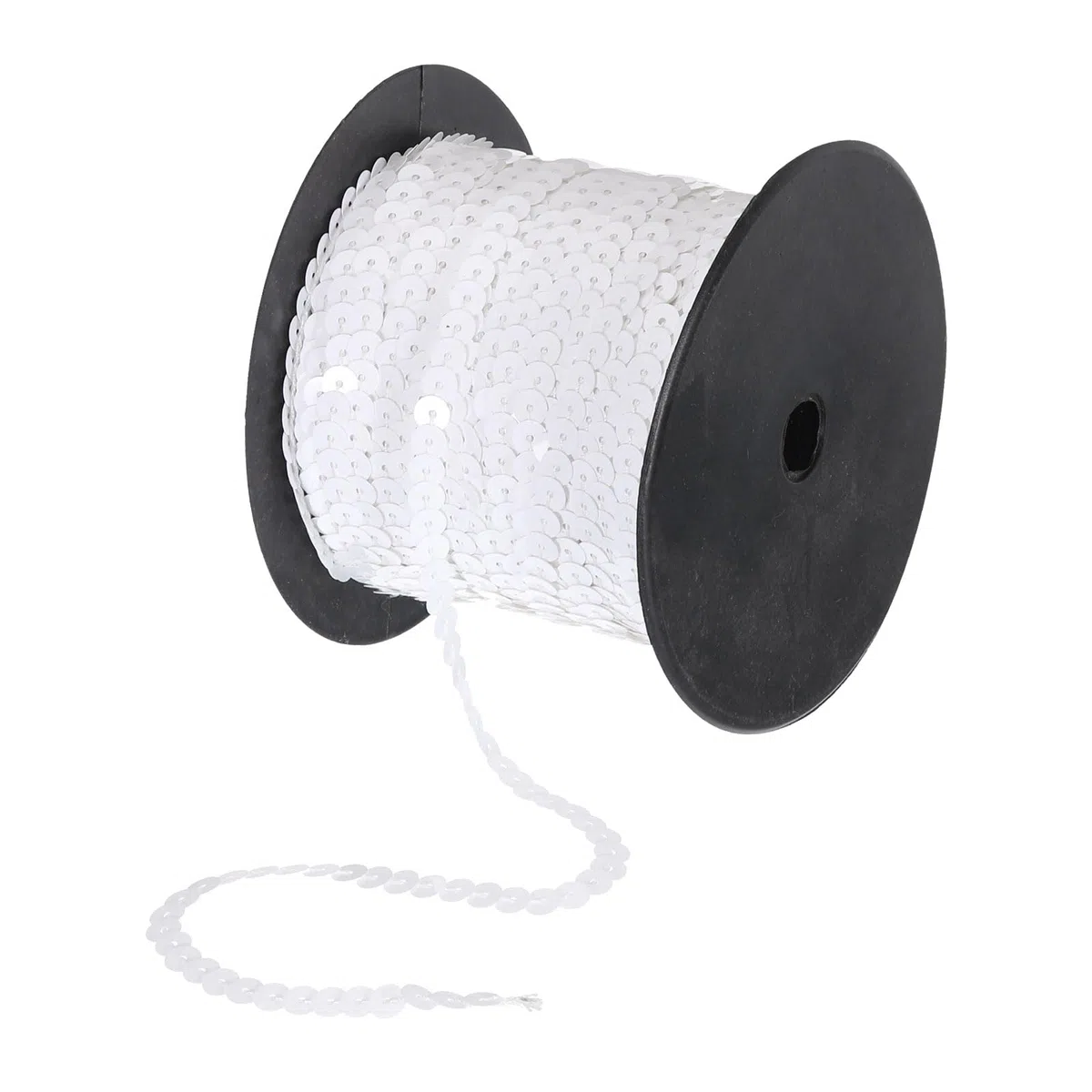 QUARKZMAN 100 Yardas Plana Lentejuelas Tira 6mm Lentejuelas Tela Paillette Lentejuelas Adorno para Manualidades Bricolaje Lentejuelas Flecos Costura Blanco