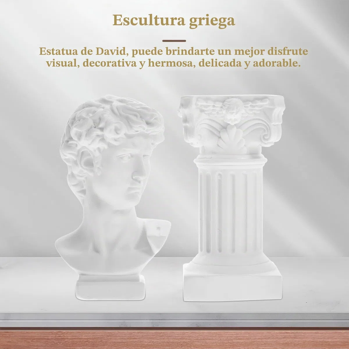 HOMSFOU 1 Set Greek David Bust Estatuas Roman Pillar Column Estatuas de resina Estatuas Base Pedestal Stand Mini Mitología Griega Escultura Griega Decoración Para La Mesa De Boda