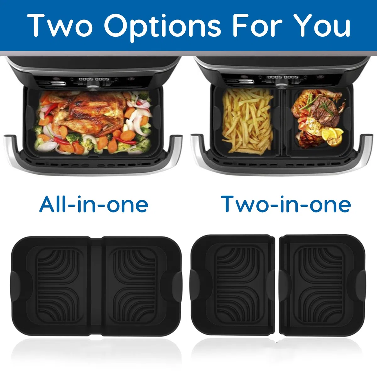 Pietuley 3 Grande Moldes Silicona Freidora de Aire para Ninja Foodi FlexDrawer AF500EU 10,4L /COSORI Dual Blaze TwinFry 10L, Accesorios Freidoras de Aire para Ninja AF500EUCP Horno Bandeja