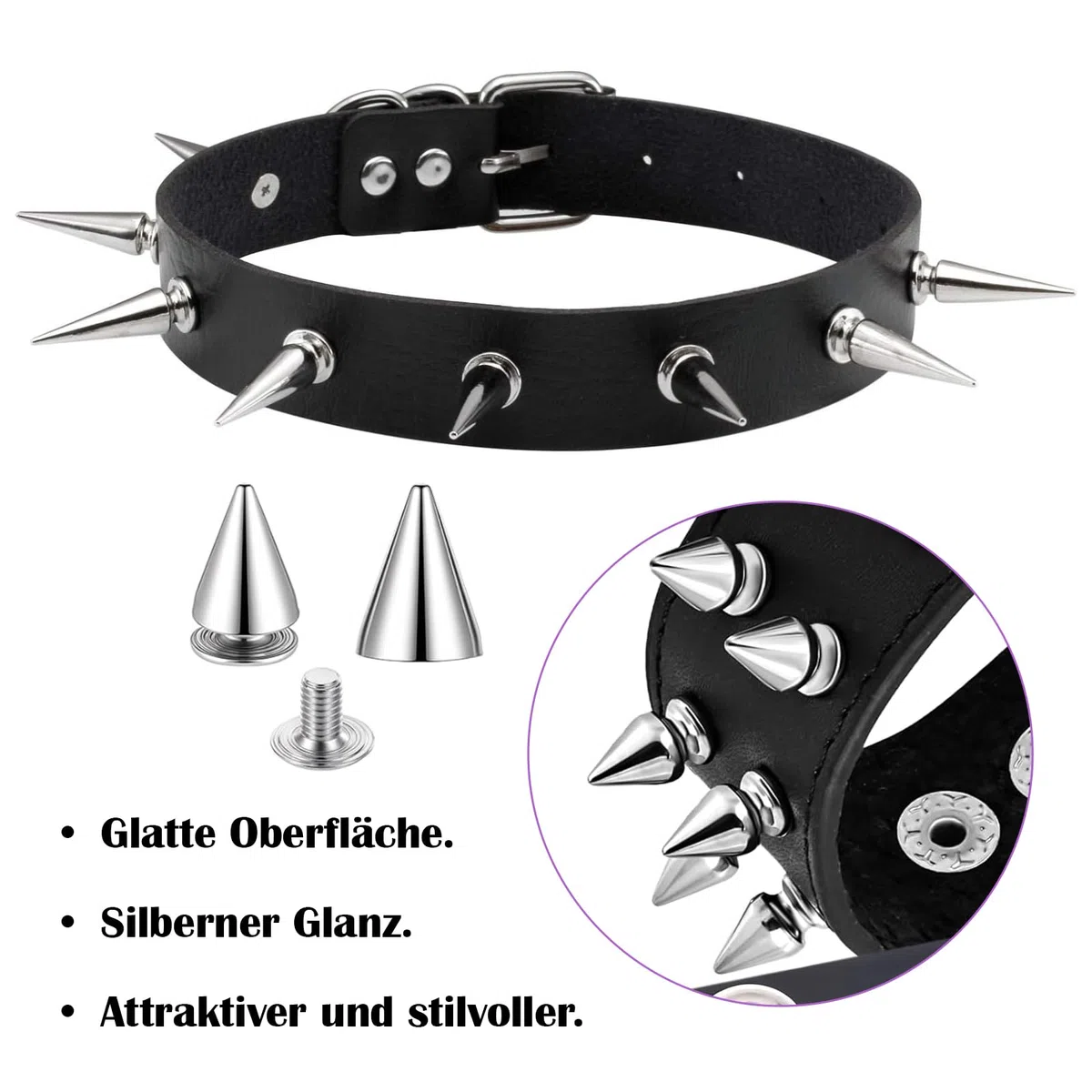 455 Piezas Remaches Punk Decorativos, Tachuelas para Ropa, Tachuelas Cónicas Punk de Metal Plateado, Remaches para Decoración de Manualidades, Bolsos, Ropa, Zapatos, Cuero