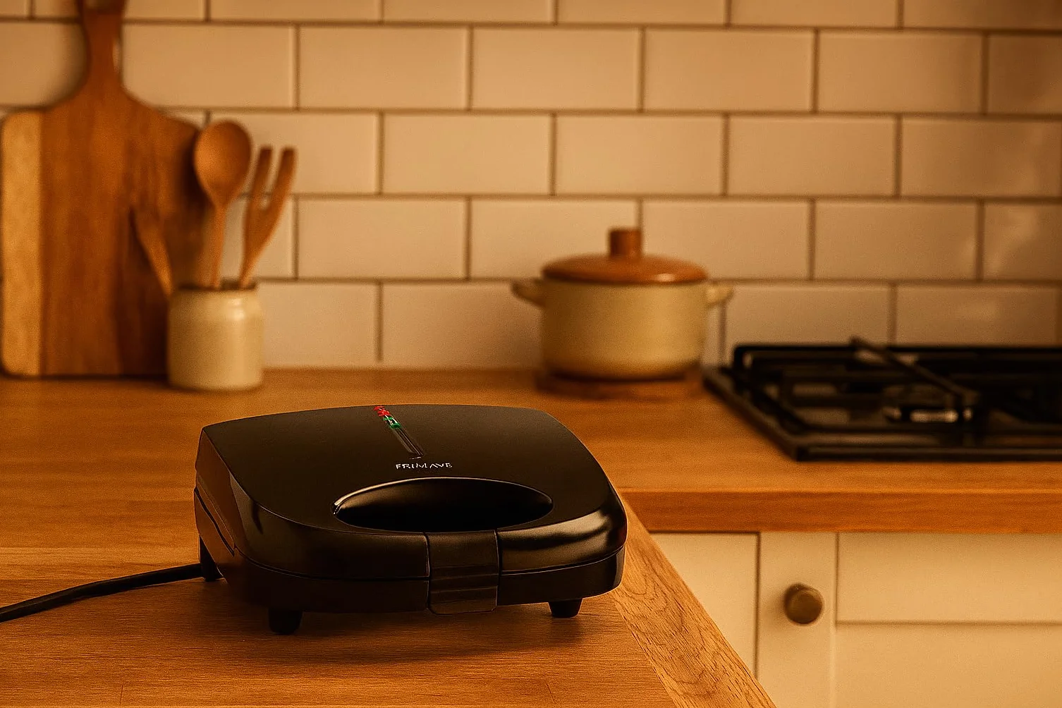 My Wave - Sandwichera - Potencia de 750W - Para Todo Tipo de Alimentos - Apertura de 90º - Parrilla Eléctrica con Placas Antiadherentes - Medidas: 22,5 x 14 cm- Negro