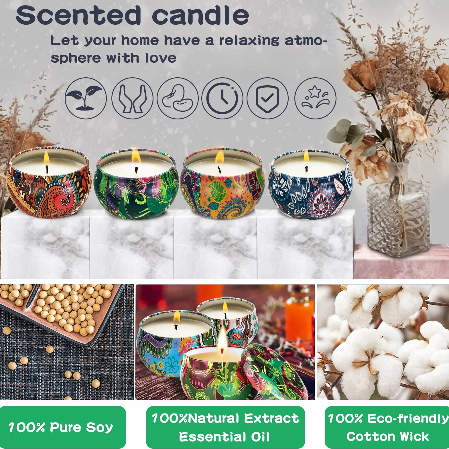 Kit de fabricación de velas de cera para bricolaje, kit de velas perfumadas, 50 mechas de vela, 1 bote de fabricación, 8 cajas de macetas, 56 pegatinas de mecha y 2 soportes