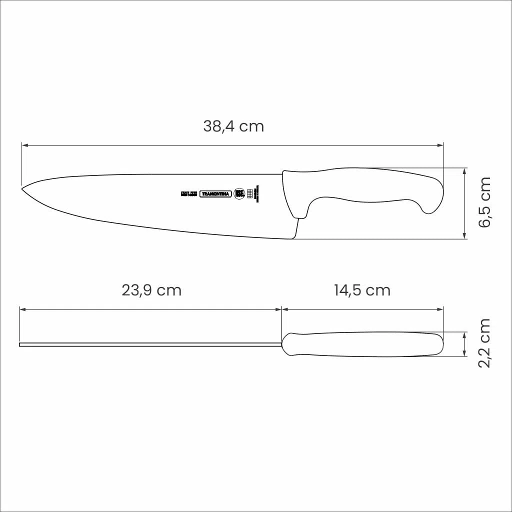 Tramontina Cuchillo Carnicero de Acero Inoxidable Professional Negro NSF 25 cm